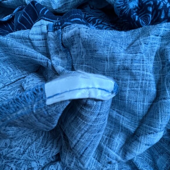 Desmond & Dempsey X H&M Women Tropical Print Blue Shift Dress Blue V-Neck Casual - Picture 4 of 8